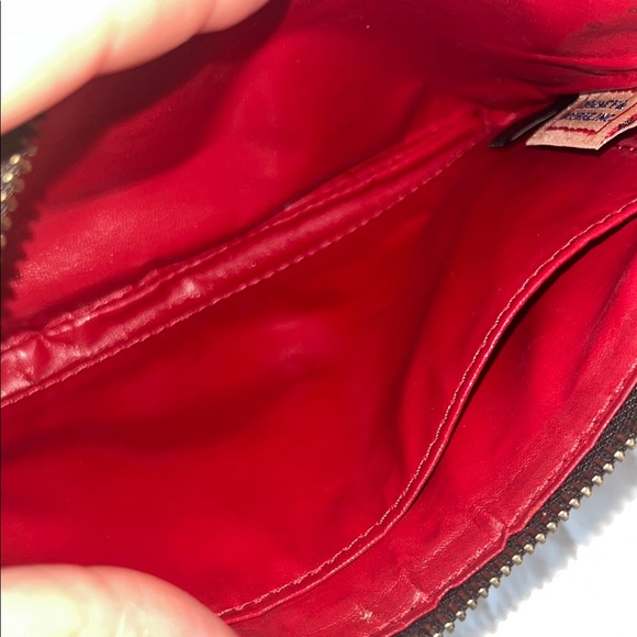 Dooney & Bourke Raspberry and Brown Leather Wristlet - Picture 3 of 8